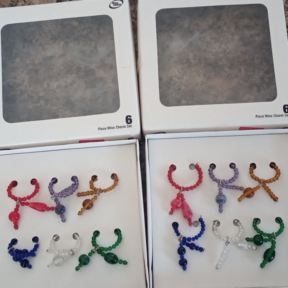 12 piece wine charm set 2 boxes of six